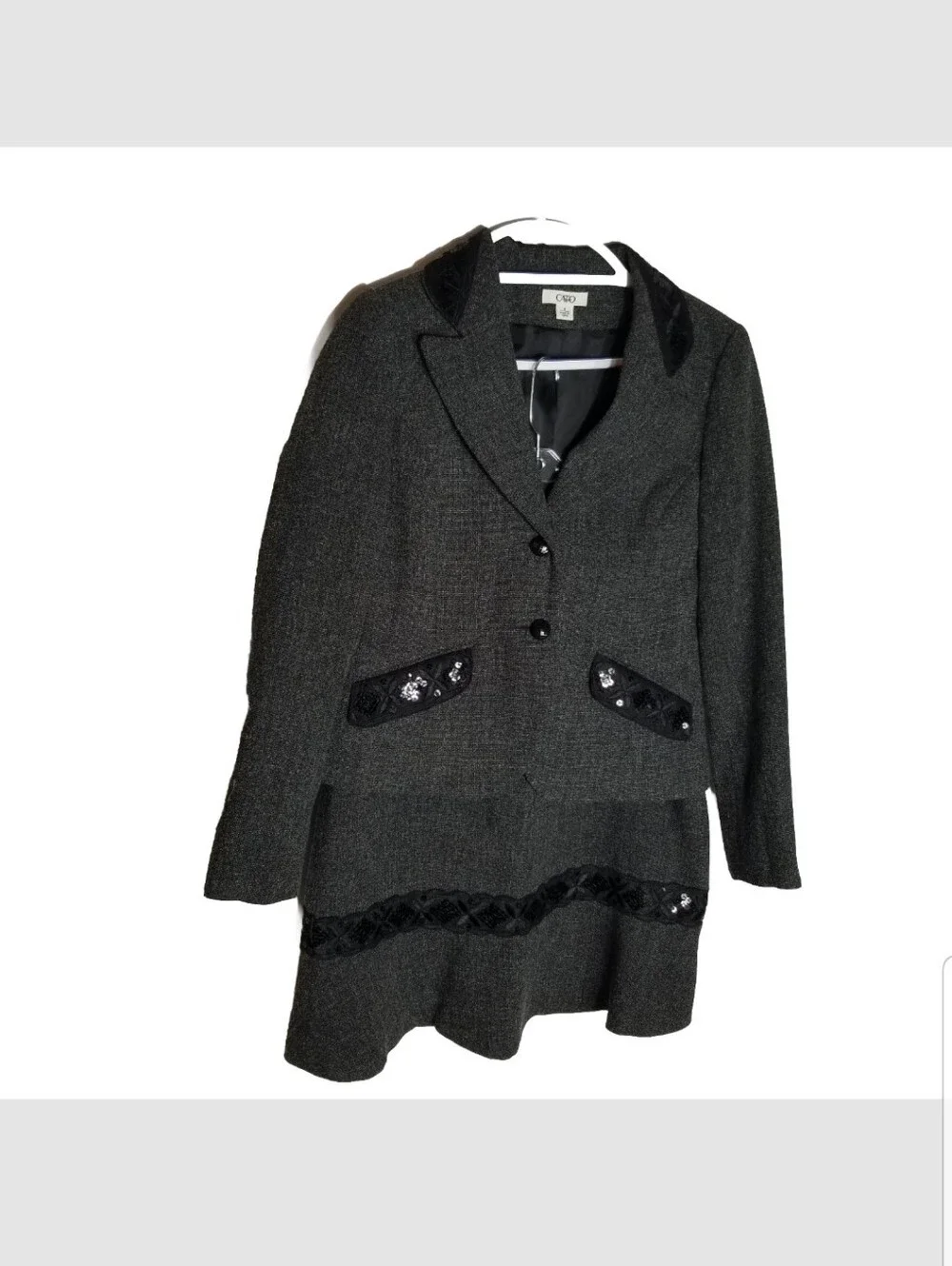 Cato Skirt Suit Women's 8 Sequin Detail Career Office Crop Jacket Skirt Set